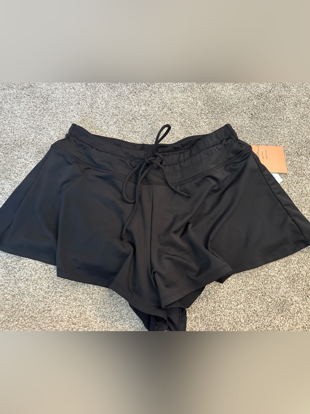Shade & Shore Women's Black Athletic Drawstring bathing suit bottoms NWT M 8-10